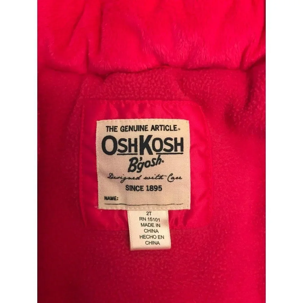 Oshkosh pink puffer winter fall jacket kids girls toddler 2T